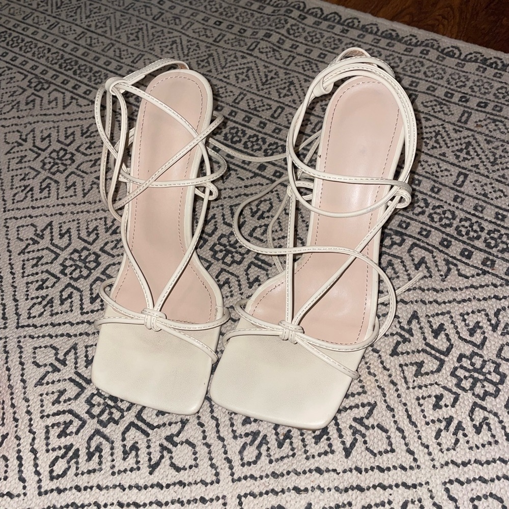 Elegant Cream Strappy Heels